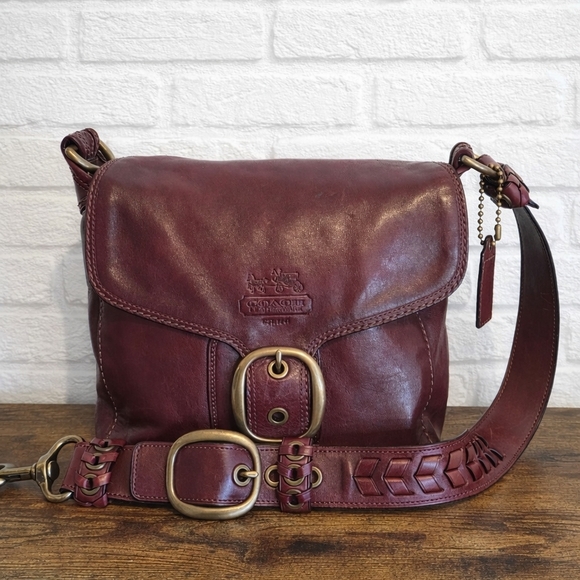 Coach Handbags - Bleecker Legacy Tattersall Flap Shoulder Bag 11419 Burgundy Oxblood